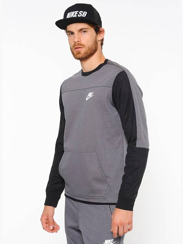 Advance 15 Fleece Kangaroo Pocket Sweatshirt Grey - NIKE - BALAAN 2