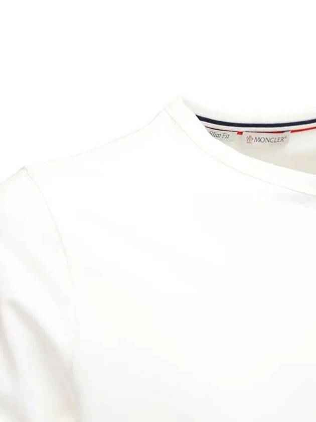 Logo Patch Tricolor Edge Sleeve Cotton White TShirt - MONCLER - BALAAN 3