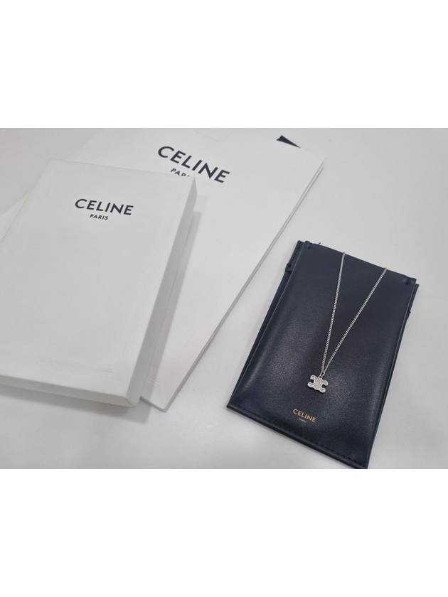 Crystal Triomphe Rhinestone Daily Necklace Silver - CELINE - BALAAN 3