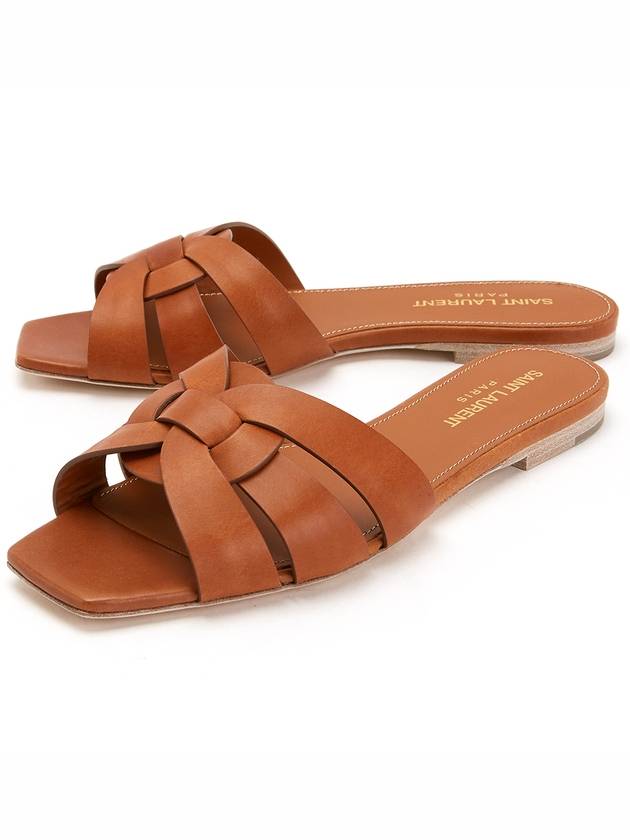 Metal Free Tanning Slide Mule Brown - SAINT LAURENT - BALAAN.