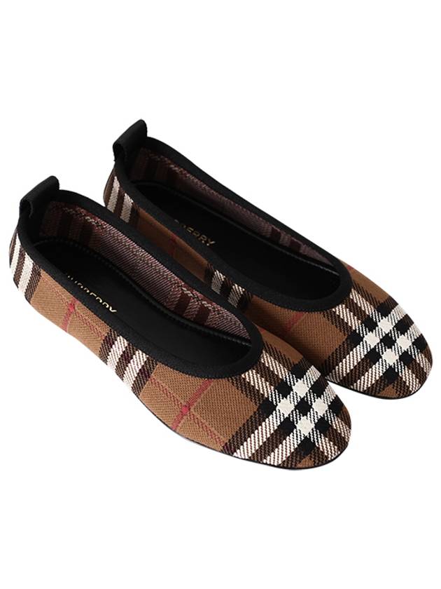 Women's Check Ballerina Flats Dark Burch Brown - BURBERRY - BALAAN.