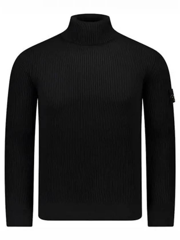 Men's Logo Patch Turtleneck Black - STONE ISLAND - BALAAN 2