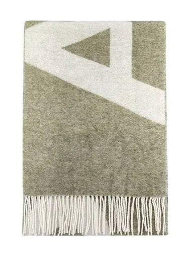 Logo Jacquard Fringe Wool Scarf Muffler Taupe WOAOV M15176 BA 270572 1141494 - A.P.C. - BALAAN 1