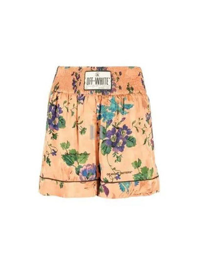 Logo Patch Floral Print Shorts Peach Orange - OFF WHITE - BALAAN 2