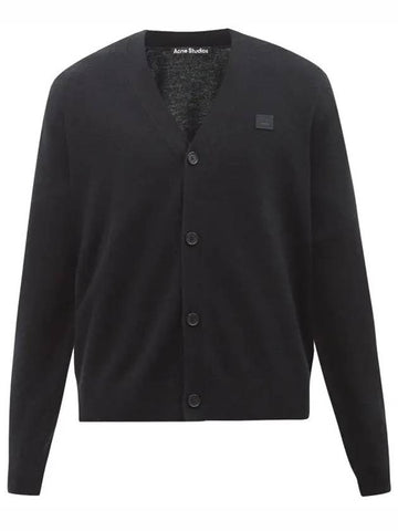 Face logo Face logo Vneck wool cardigan - ACNE STUDIOS - BALAAN 1