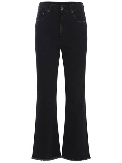 Women's Back Logo Patch High Waist Straight Jeans Black - GOLDEN GOOSE - BALAAN 2