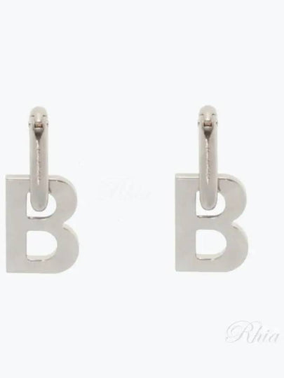 B Logo XL Earrings Silver - BALENCIAGA - BALAAN 2