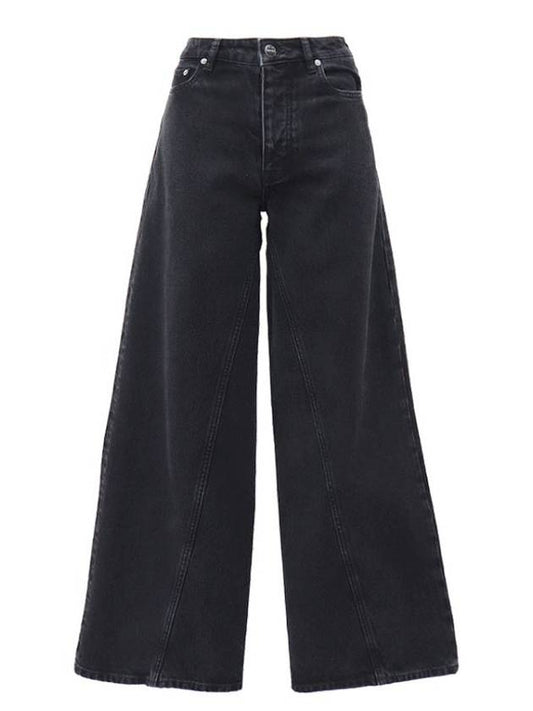 diagonal wide black and blue pants - GANNI - BALAAN 1