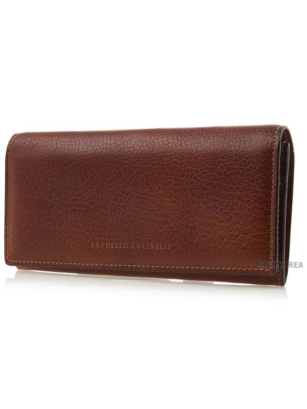 Leather Logo Long Wallet Brown - BRUNELLO CUCINELLI - BALAAN 3