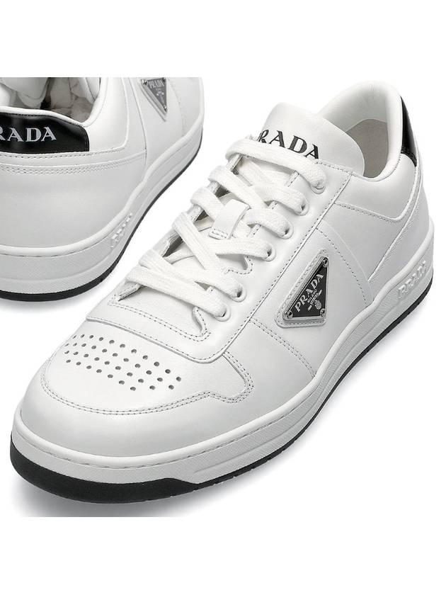 Downtown Triagle Logo Leather Low Top Sneakers White - PRADA - BALAAN 2