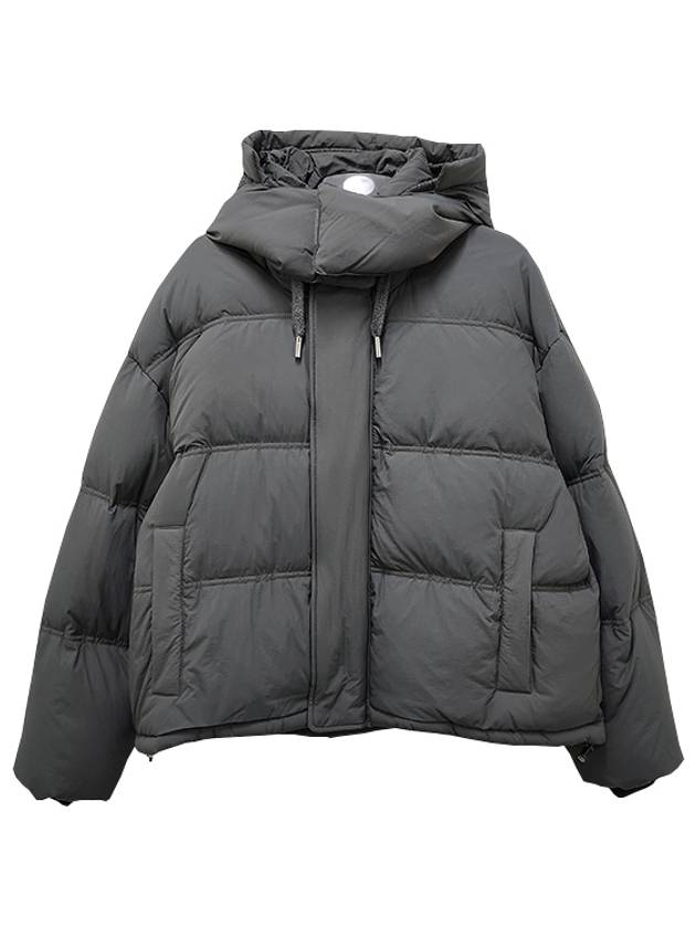 Oversized Nylon Puffer Down Jacket Grey - AMI - BALAAN 3