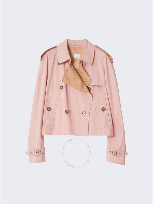 Cotton Gabardine Cropped Trench Coat Pink - BURBERRY - BALAAN 2