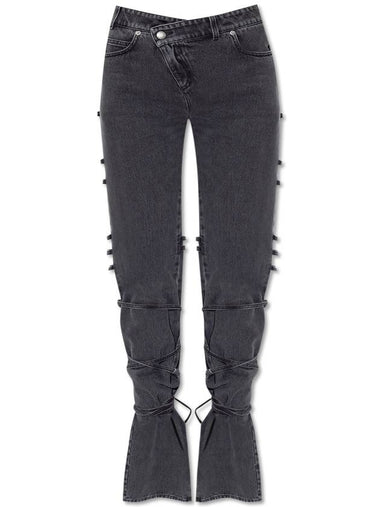 Alexander McQueen Jeans With Laces, Women's, Grey - ALEXANDER MCQUEEN - BALAAN 1