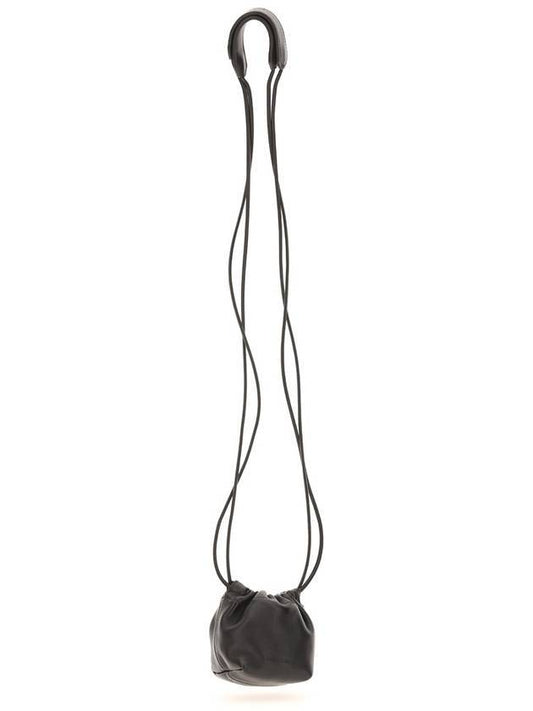 Dumpling Mini Drawstring Lambskin Leather Cross Bag Black - JIL SANDER - BALAAN 1