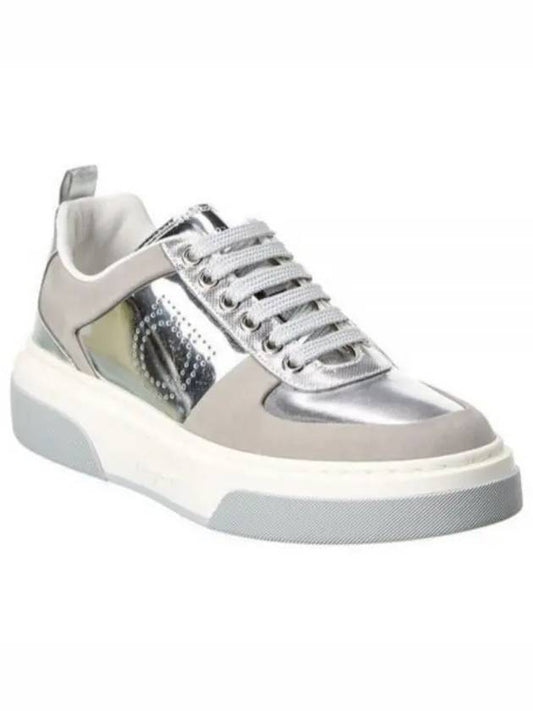 Metallic Low-Top Sneakers Grey - SALVATORE FERRAGAMO - BALAAN 2