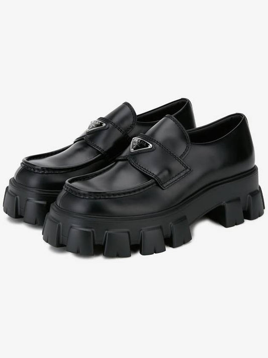 Monolith Brushed Leather Loafers Black - PRADA - BALAAN 2