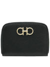 Women's Gancini Logo Zipper Card Wallet Black - SALVATORE FERRAGAMO - BALAAN 2