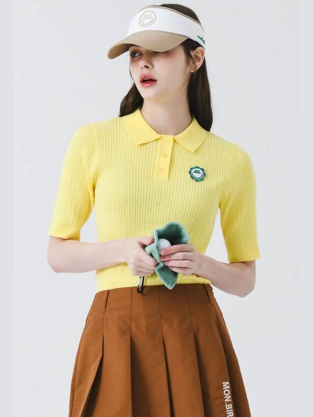 Collar neck ribbed 5-part spandex knit YELLOW - MONBIRDIE GOLF - BALAAN 7