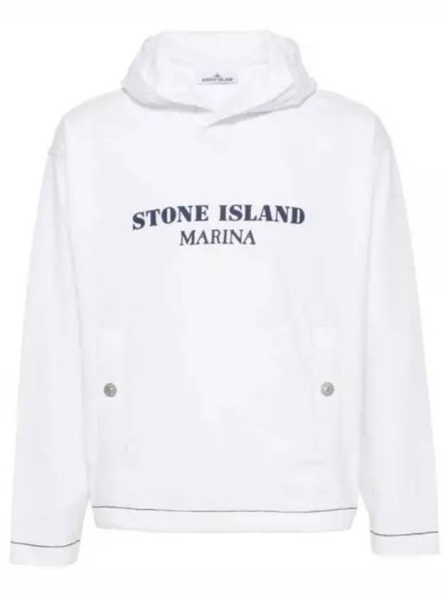 Old Treatment Oversized Fit Cotton Hoodie White - STONE ISLAND - BALAAN 2