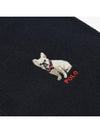 Embroidered French Bulldog Wool Muffler Black - POLO RALPH LAUREN - BALAAN 4