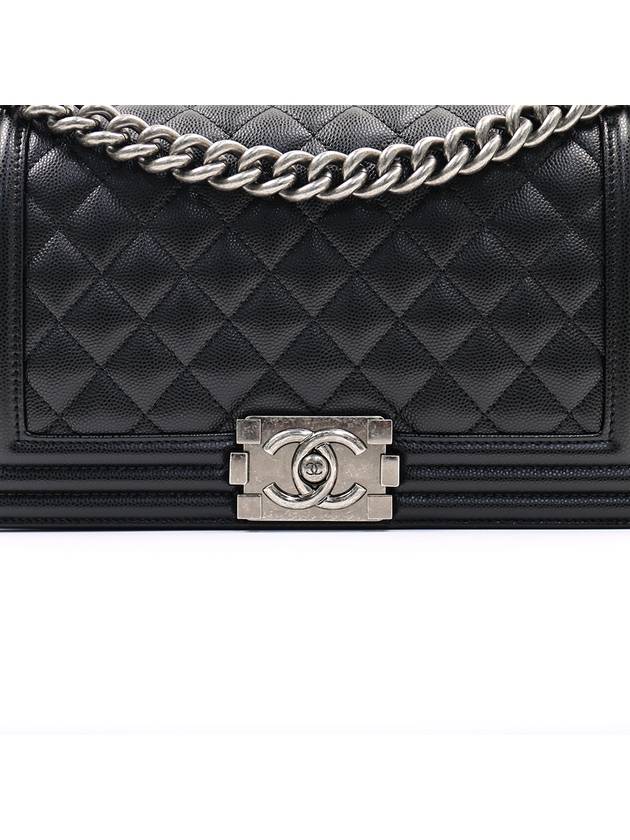 Boy Medium Caviar Cross Bag Ruthenium Metal Black - CHANEL - BALAAN 5