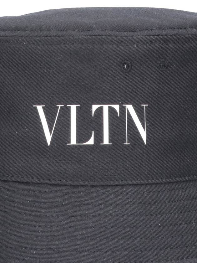 VLTN Logo Cotton Bucket Hat Black - VALENTINO - BALAAN 4