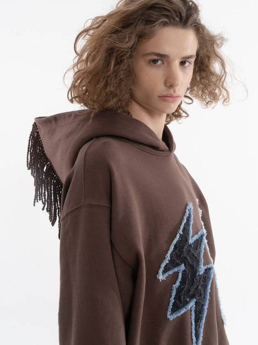 Lightning Patch Fringe Hoodie Brown MSS2101 - IFELSE - BALAAN 2