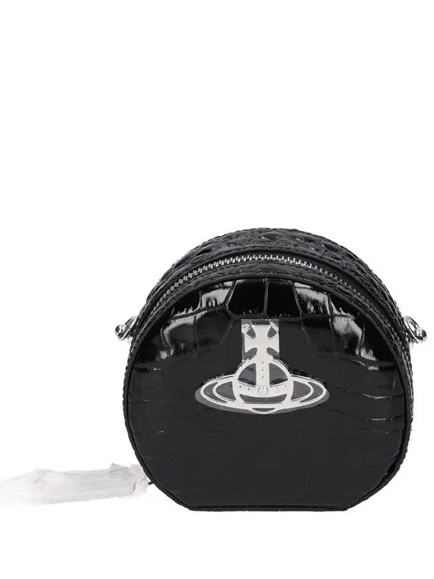 Crocodile Mini Round Leather Cross Bag Black - VIVIENNE WESTWOOD - BALAAN 3