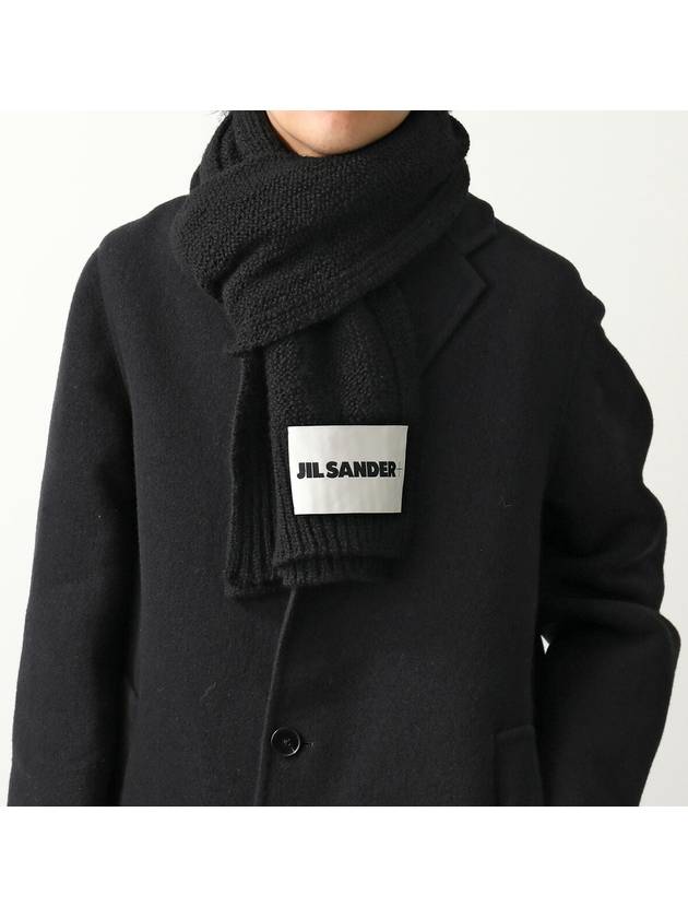 Irregular Texture Wool Knit Scarf Black - JIL SANDER - BALAAN 2