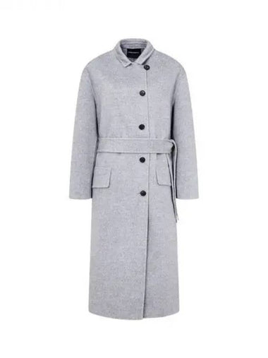 Women s Soft Wool Belted Long Single Coat Melange Gray 271465 - EMPORIO ARMANI - BALAAN 1