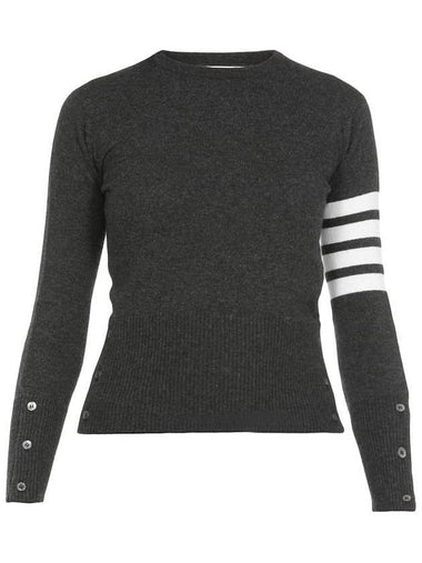 Women's 4 Bar Classic Cashmere Pullover Knit Top Dark Grey - THOM BROWNE - BALAAN 1