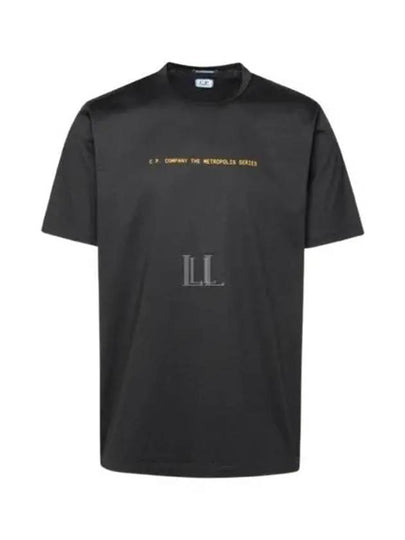 Metropolis Series Mercerized Jersey Graphic Badge Short Sleeve T-Shirt Black - CP COMPANY - BALAAN 2