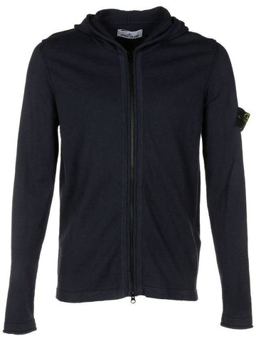 Wappen Patch Stocking Stitch Cotton Nylon Zip Up Hoodie Navy - STONE ISLAND - BALAAN 1