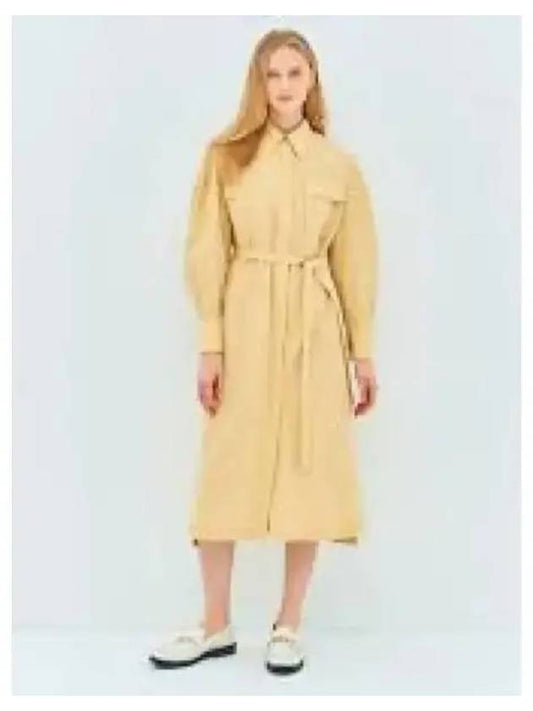 Women's Collar Belt Midi Dress Natural - JIL SANDER - BALAAN 2