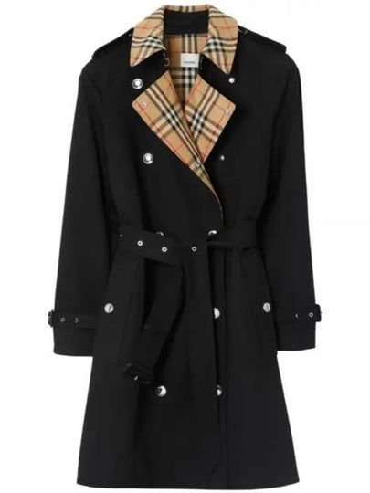 Check Collar Trench Coat Black - BURBERRY - BALAAN 2