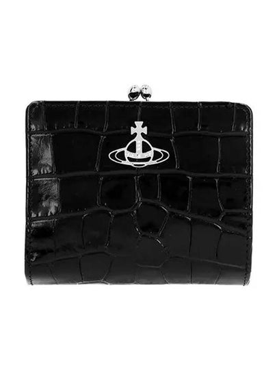 Crocodile Embossed Calfskin Half Wallet Black - VIVIENNE WESTWOOD - BALAAN 2