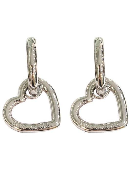 Double Heart Hoop Earrings Silver - MARC JACOBS - BALAAN 2