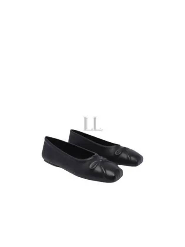 Bow Embossed Leather Ballerina Black - MARNI - BALAAN 2