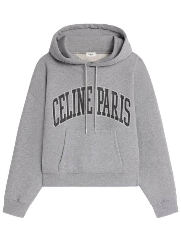 Oversized Cotton Fleece Hoodie Grey - CELINE - BALAAN 2