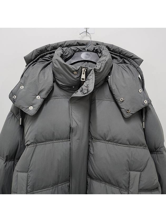 Oversized Nylon Puffer Down Jacket Grey - AMI - BALAAN 7