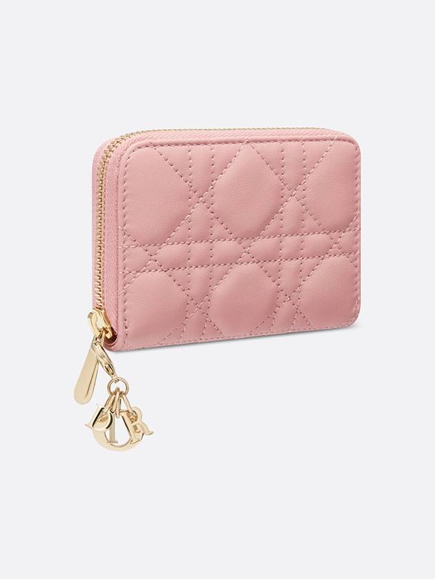 Lady Voyageur Cannage Lambskin Small Coin Wallet Antique Pink - DIOR - BALAAN 3