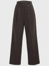 Women's Serene One-tuck Wide Slacks Brown - MICANE - BALAAN 7