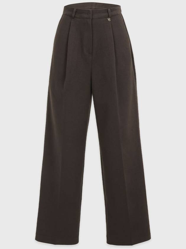 Women's Serene One-tuck Wide Slacks Brown - MICANE - BALAAN 7