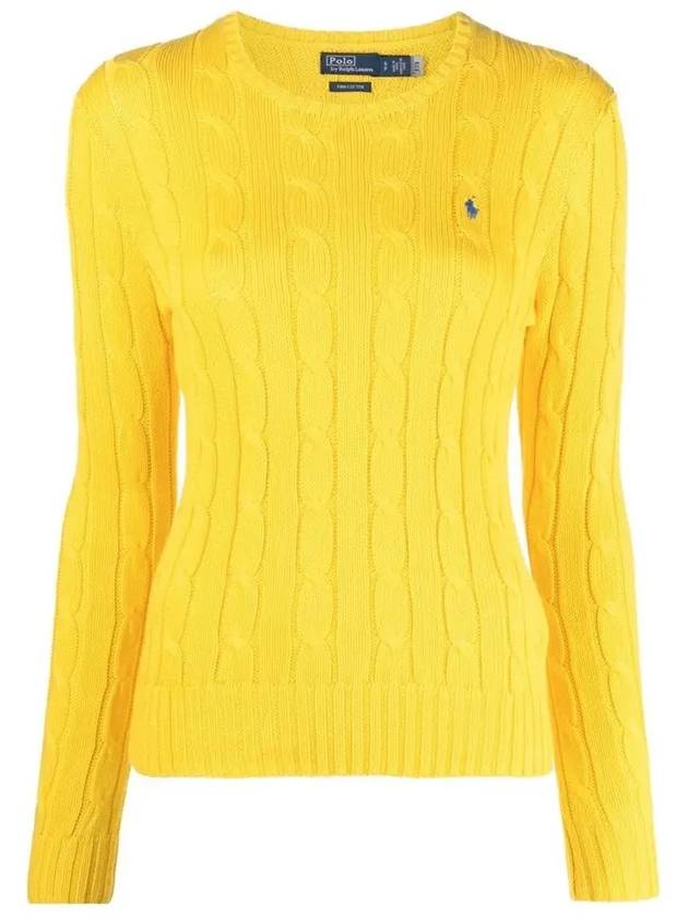 Embroidered Logo Pony Cable Knit Top Yellow - POLO RALPH LAUREN - BALAAN 3