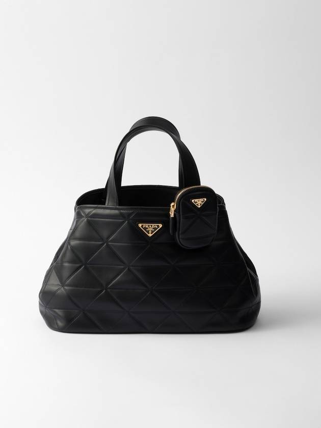 Teach Embellished Medium Leather Tote Bag Black - PRADA - BALAAN 1