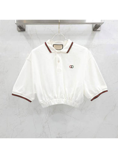 Lux You New Product XS Web Cotton PK Crop Polo Shirt 717419XJEV090 - GUCCI - BALAAN 1