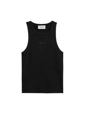 Ribbed Signature Tank Top CS609 BLK 270016 - COACH - BALAAN 1