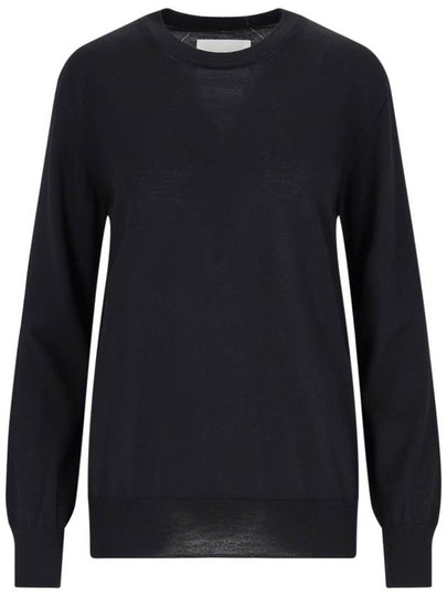 Lightweight Crew Neck Merino Wool Knit Top Black - JIL SANDER - BALAAN 2