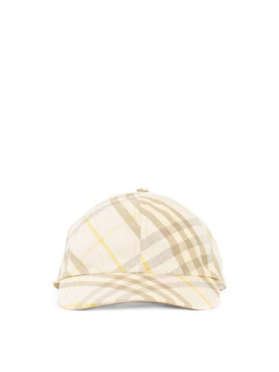 Check Linen Ball Cap Wheat - BURBERRY - BALAAN 2