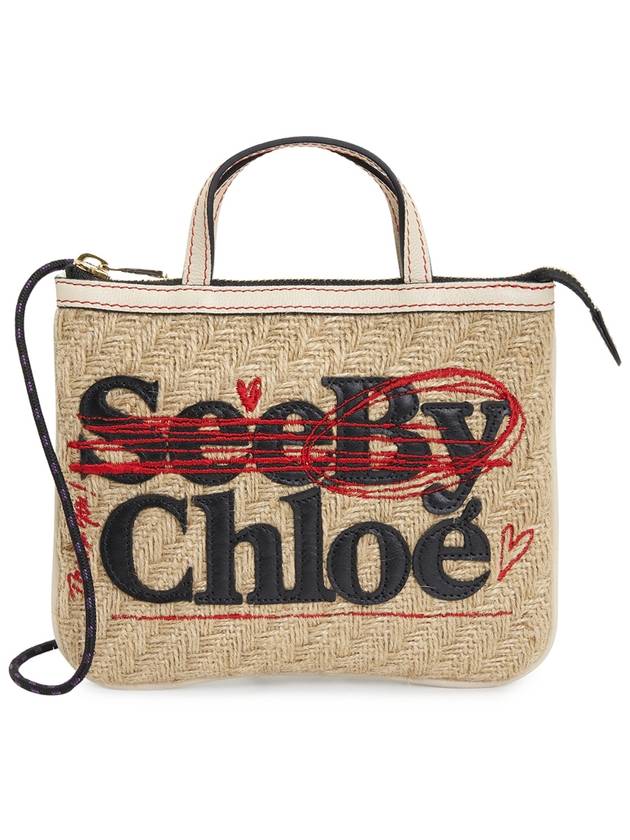 Lettering Logo Jute Tote Bag Beige - CHLOE - BALAAN 2